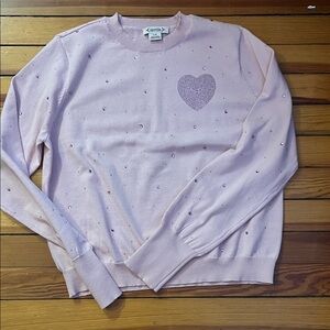 Nannette Light pink Heart Embellished Sweater